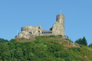 Blick aus Ihrer Mosel-Ferienwohnung zur Burg Landshut auf der gegenüberliegenden Moselseite